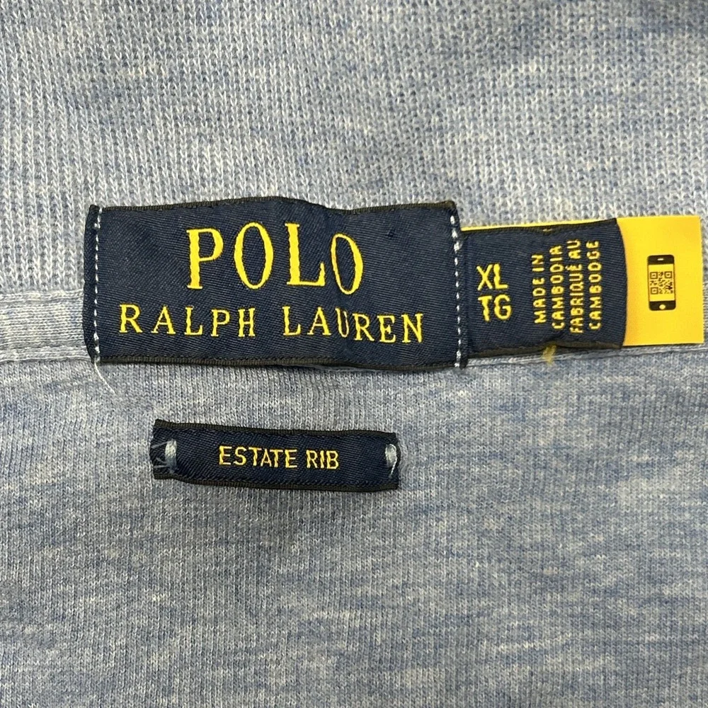 Polo Ralph Lauren Estate Rib 1/4‎ Zip Pullover Sweater Blue Men's Size XL